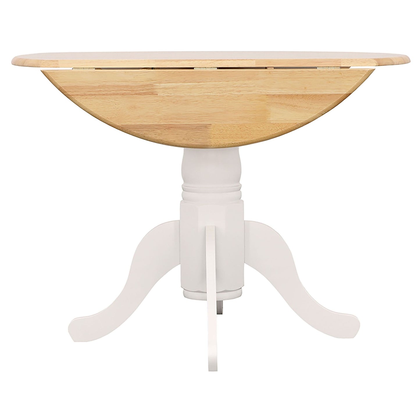 Natural Brown and White Round Dining Table with Drop Leaf image 11