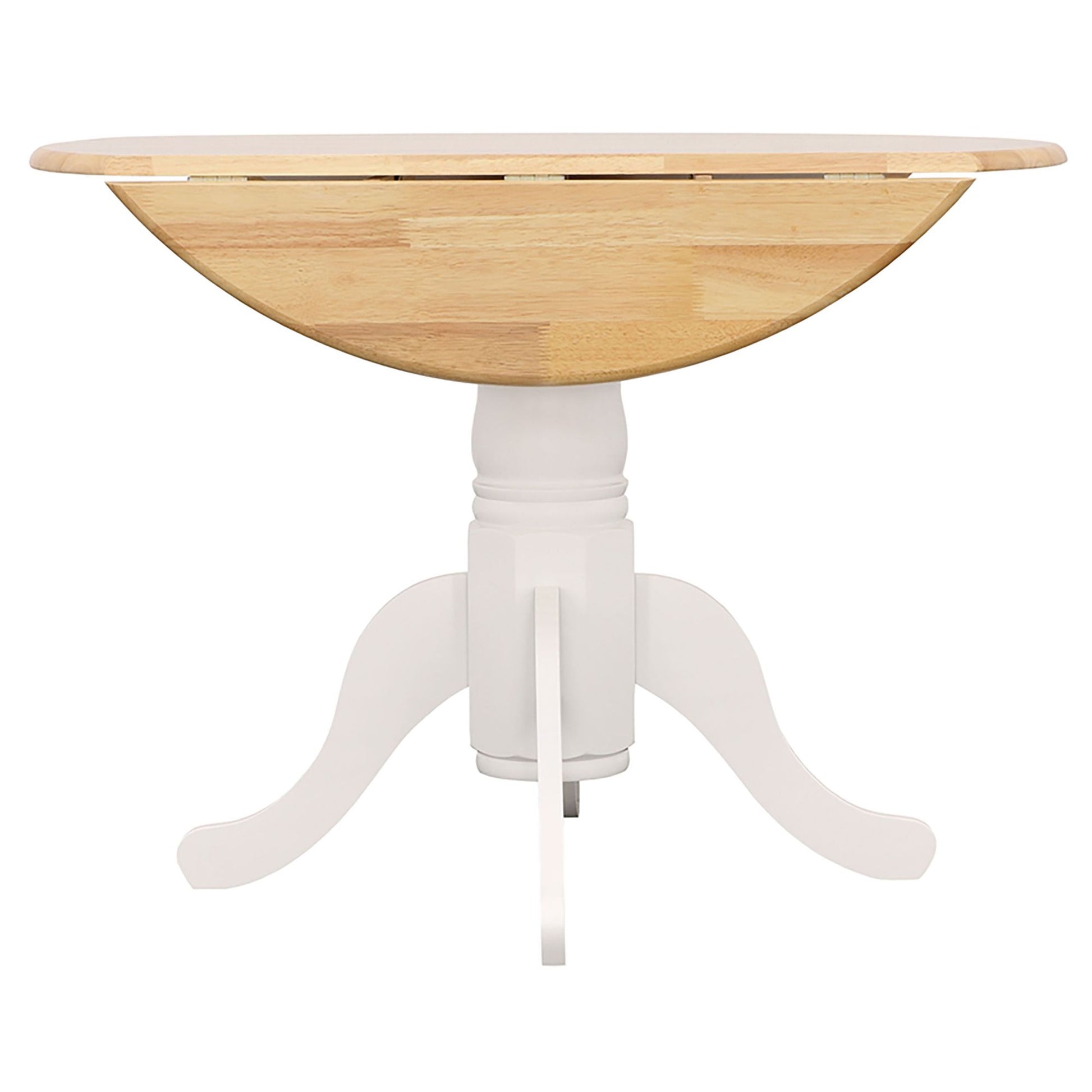 Natural Brown and White Round Dining Table with Drop Leaf image 11
