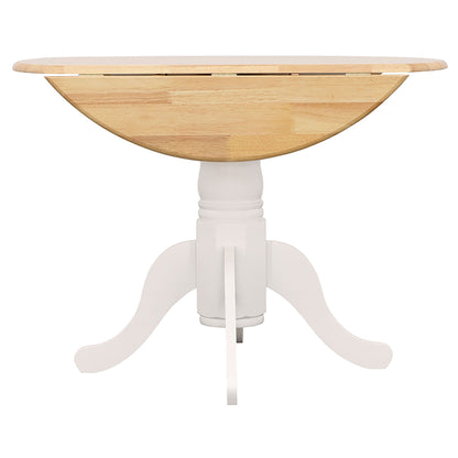 Natural Brown and White Round Dining Table with Drop Leaf image 11