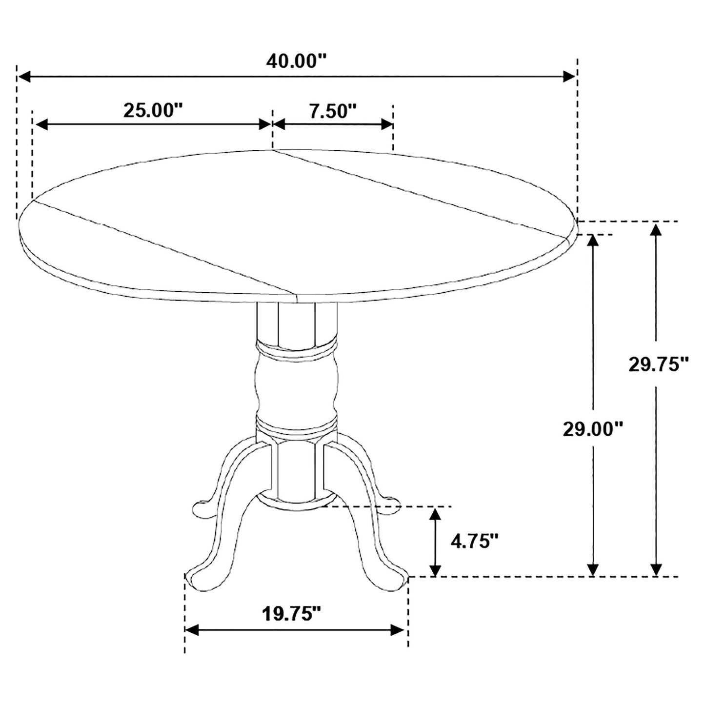 Natural Brown and White Round Dining Table with Drop Leaf image 12