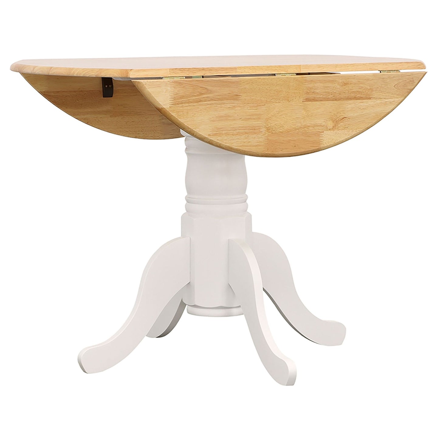 Natural Brown and White Round Dining Table with Drop Leaf image 8
