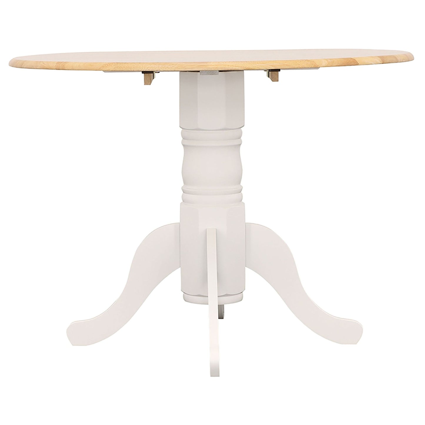 Natural Brown and White Round Dining Table with Drop Leaf image 5