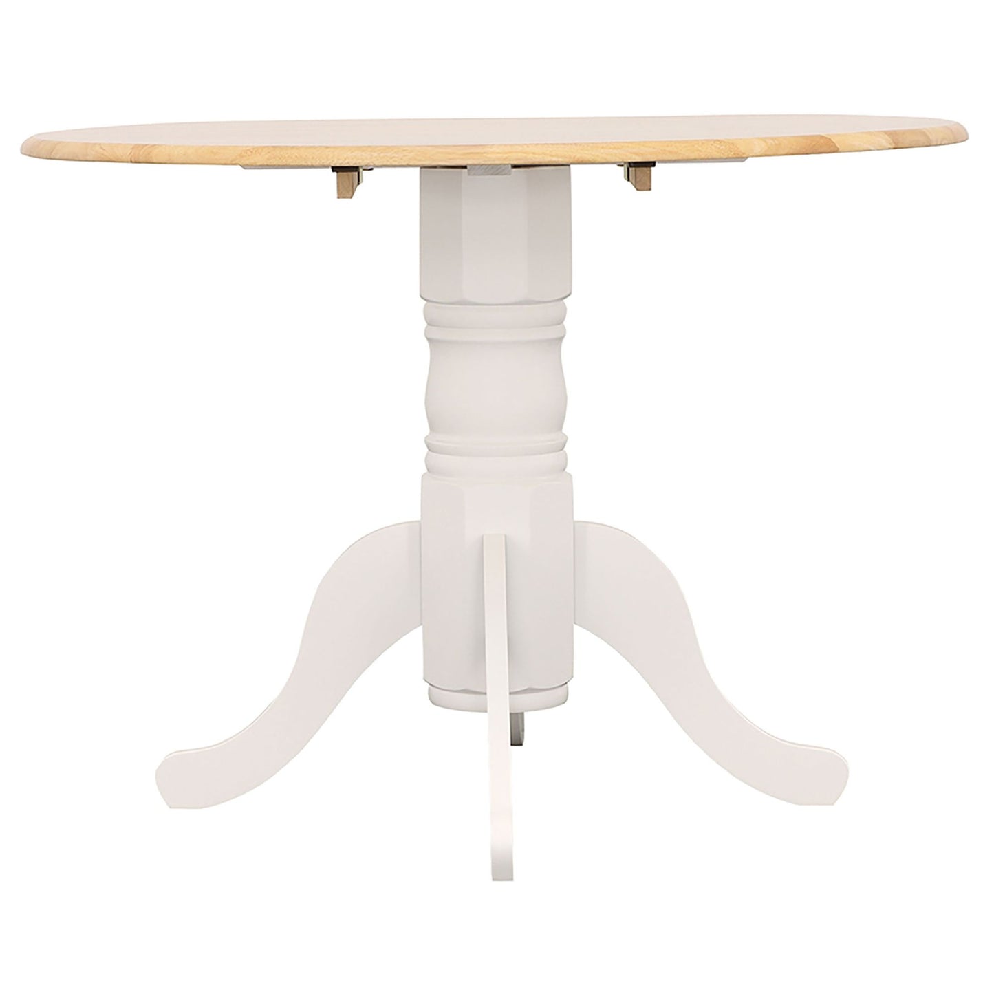 Natural Brown and White Round Dining Table with Drop Leaf image 4
