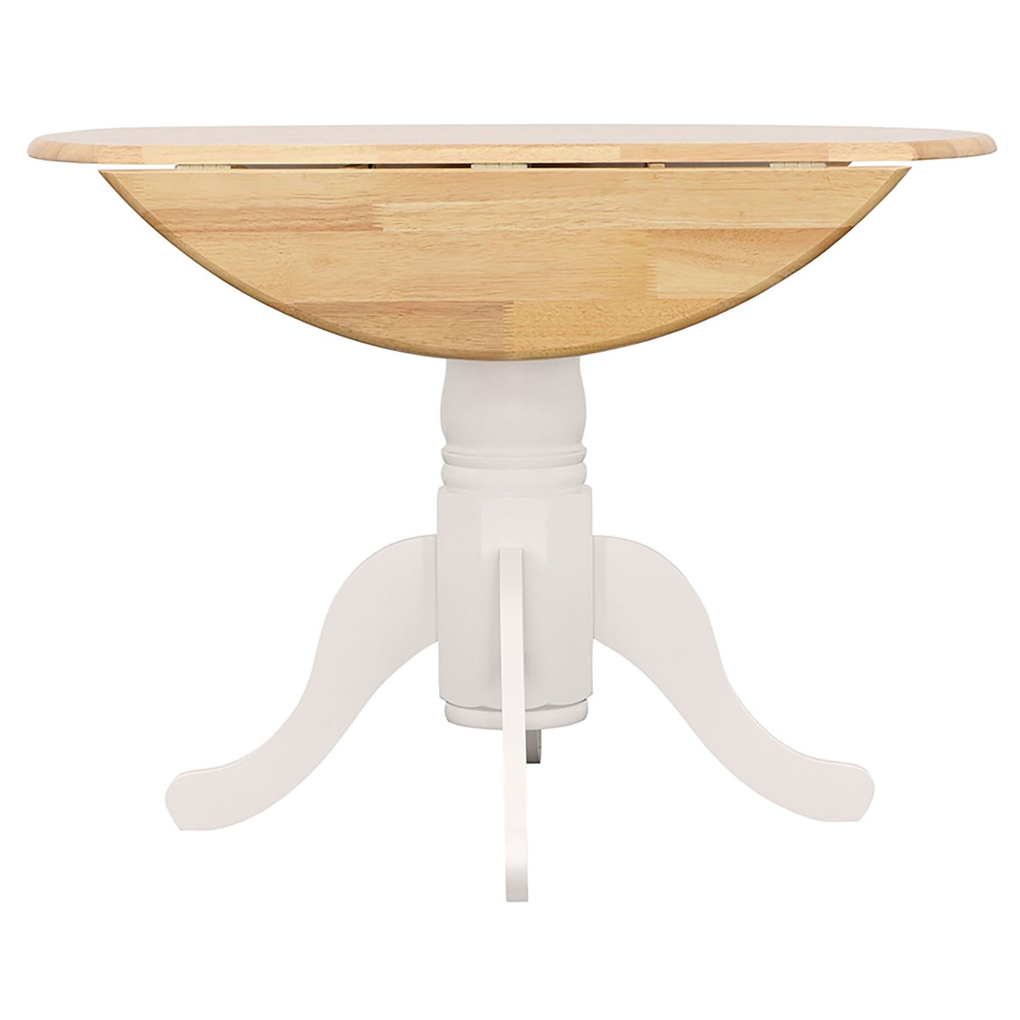 Natural Brown and White Round Dining Table with Drop Leaf image 10