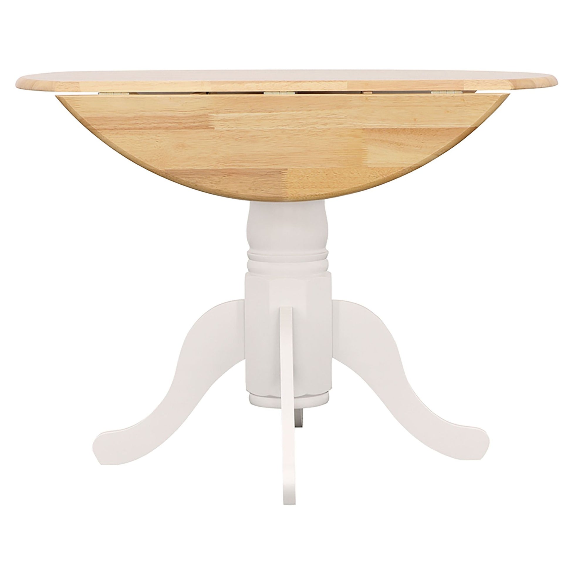 Natural Brown and White Round Dining Table with Drop Leaf image 10