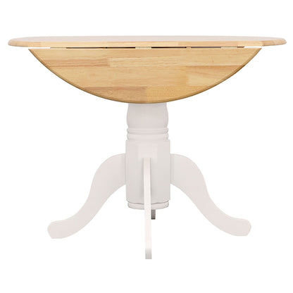 Natural Brown and White Round Dining Table with Drop Leaf image 10