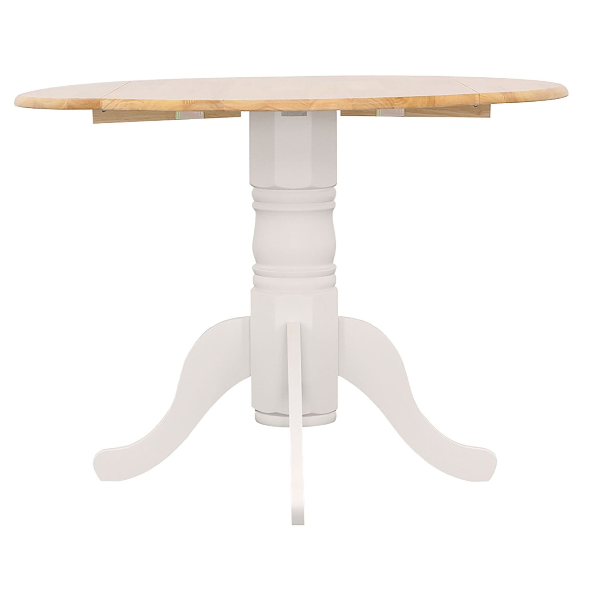 Natural Brown and White Round Dining Table with Drop Leaf image 6
