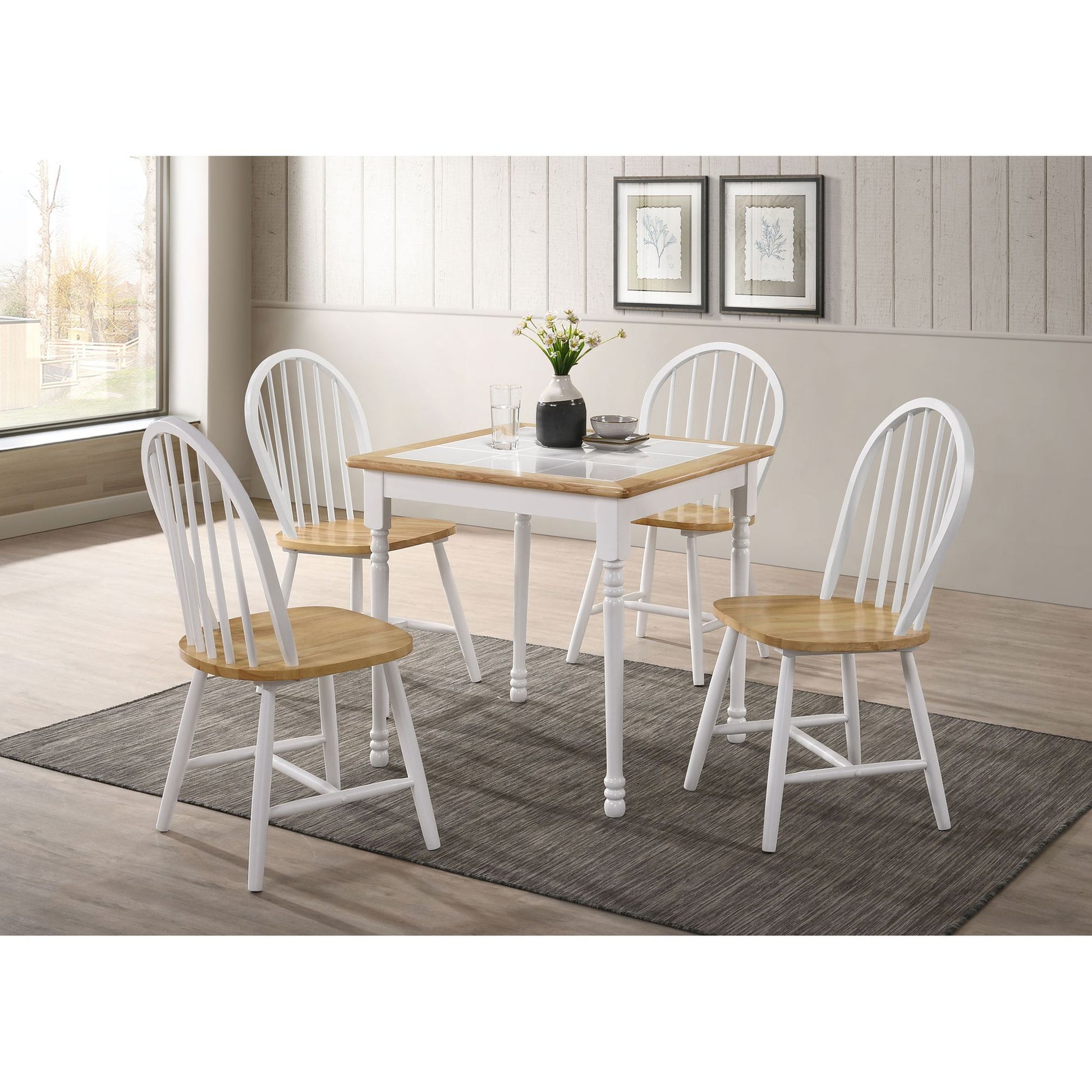 Natural Brown and White Spindle Back Side Chairs (Set of 4) image 12