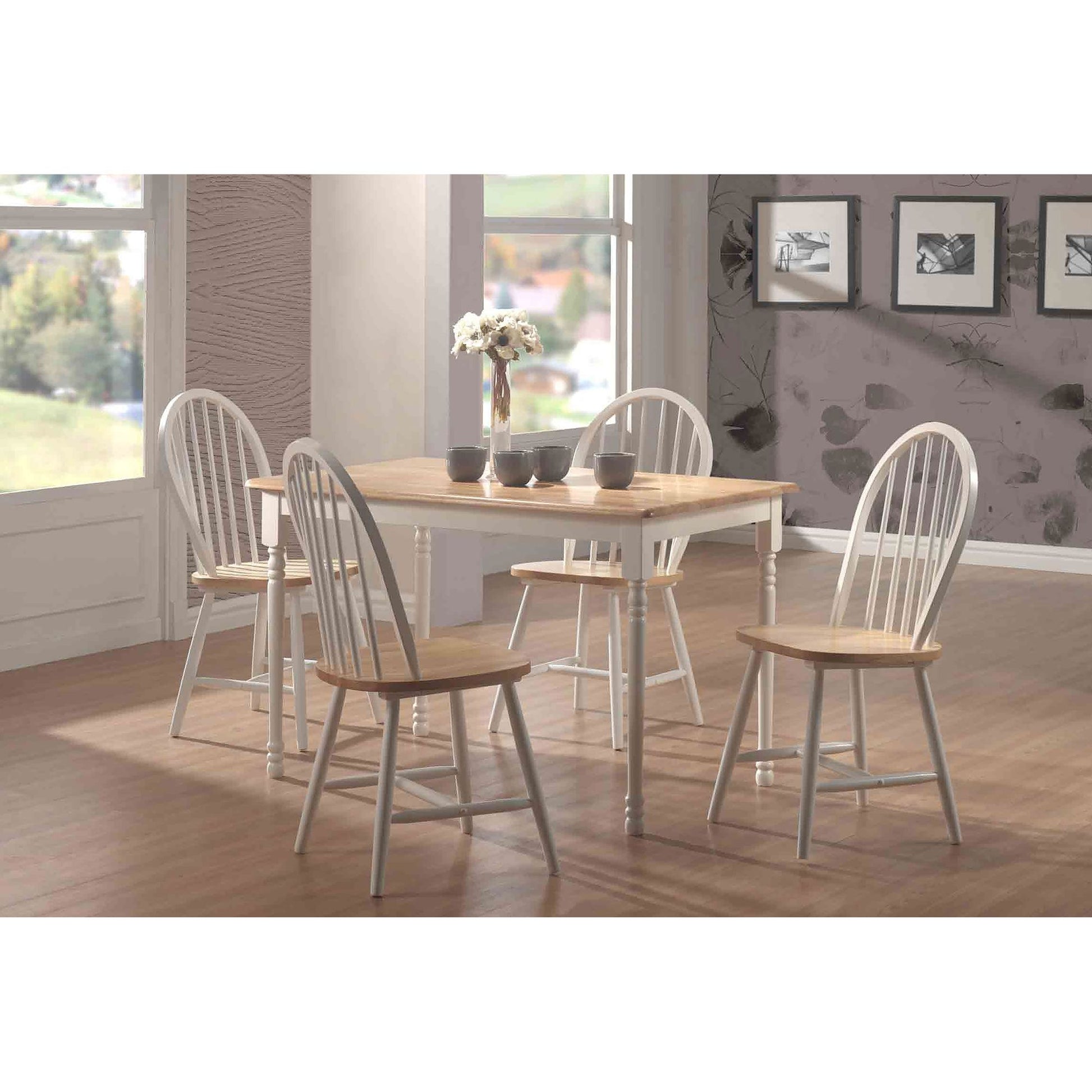 Natural Brown and White Spindle Back Side Chairs (Set of 4) image 13