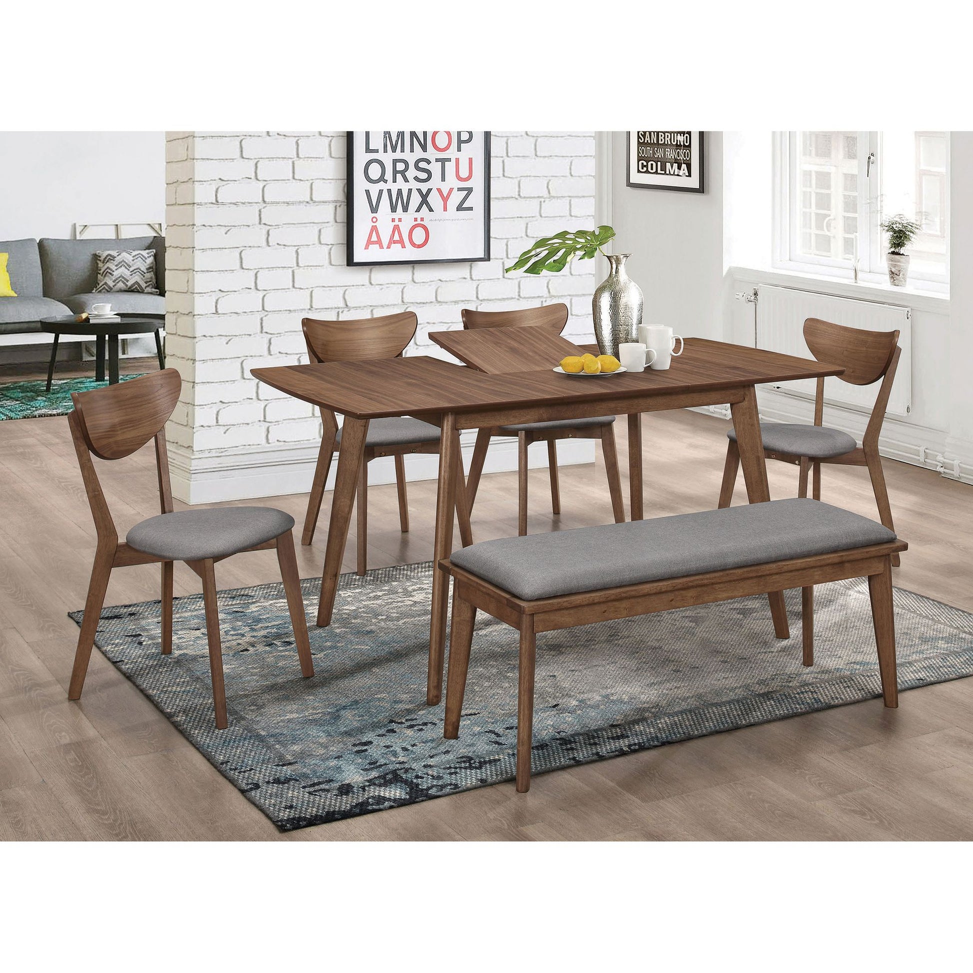 Natural Walnut and Grey Upholestered Dining Chair (Set of 2) image 14