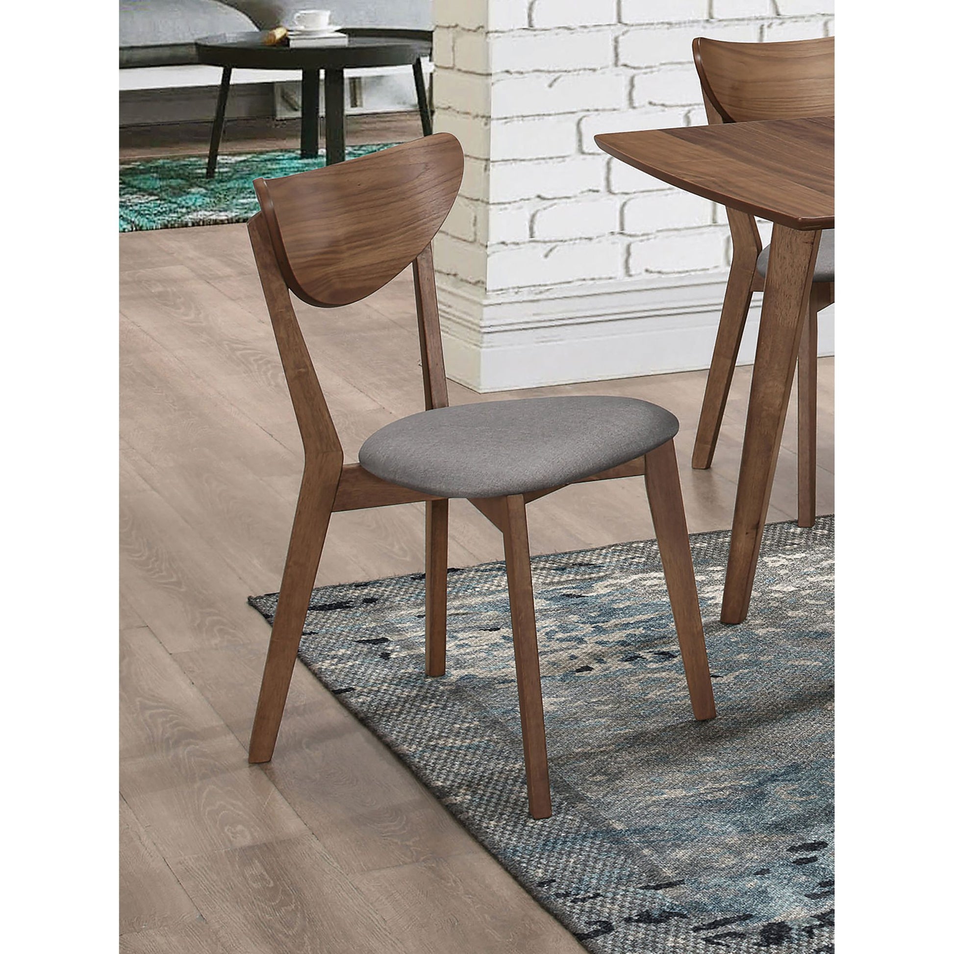 Natural Walnut and Grey Upholestered Dining Chair (Set of 2) image 1