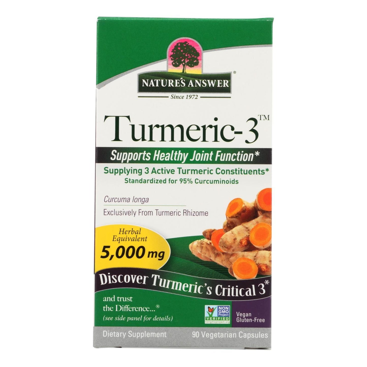 Nature's Answer - Turmeric-3 - 90 Vegetarian Capsules image 1