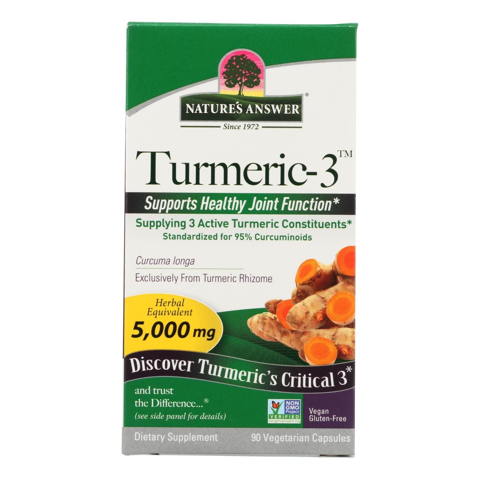 Nature's Answer - Turmeric-3 - 90 Vegetarian Capsules image 1