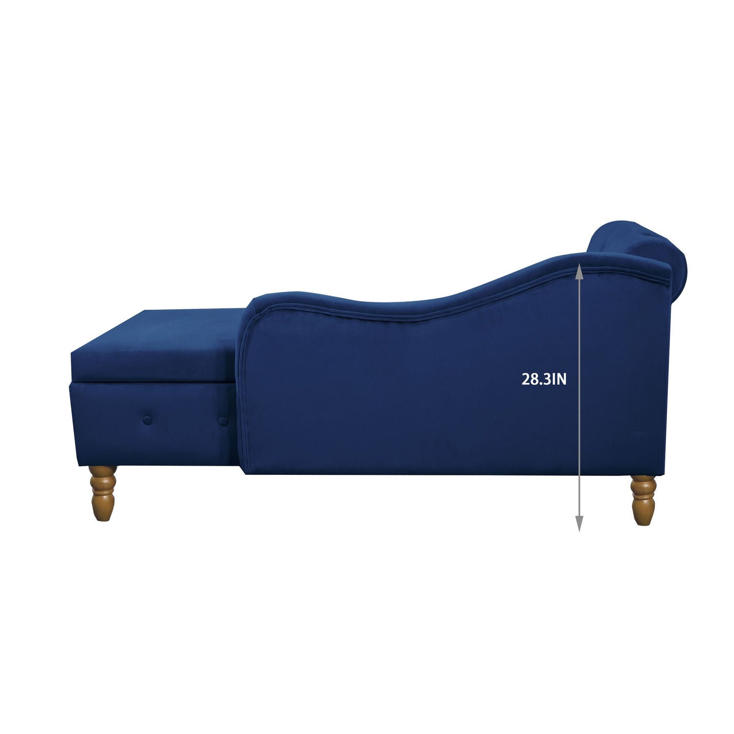 Navy Blue Chaise Lounge Indoor,Velvet Lounge Chair for Bedroom with Storage & Pillow,Modern Upholstered Rolled Arm Chase image 14