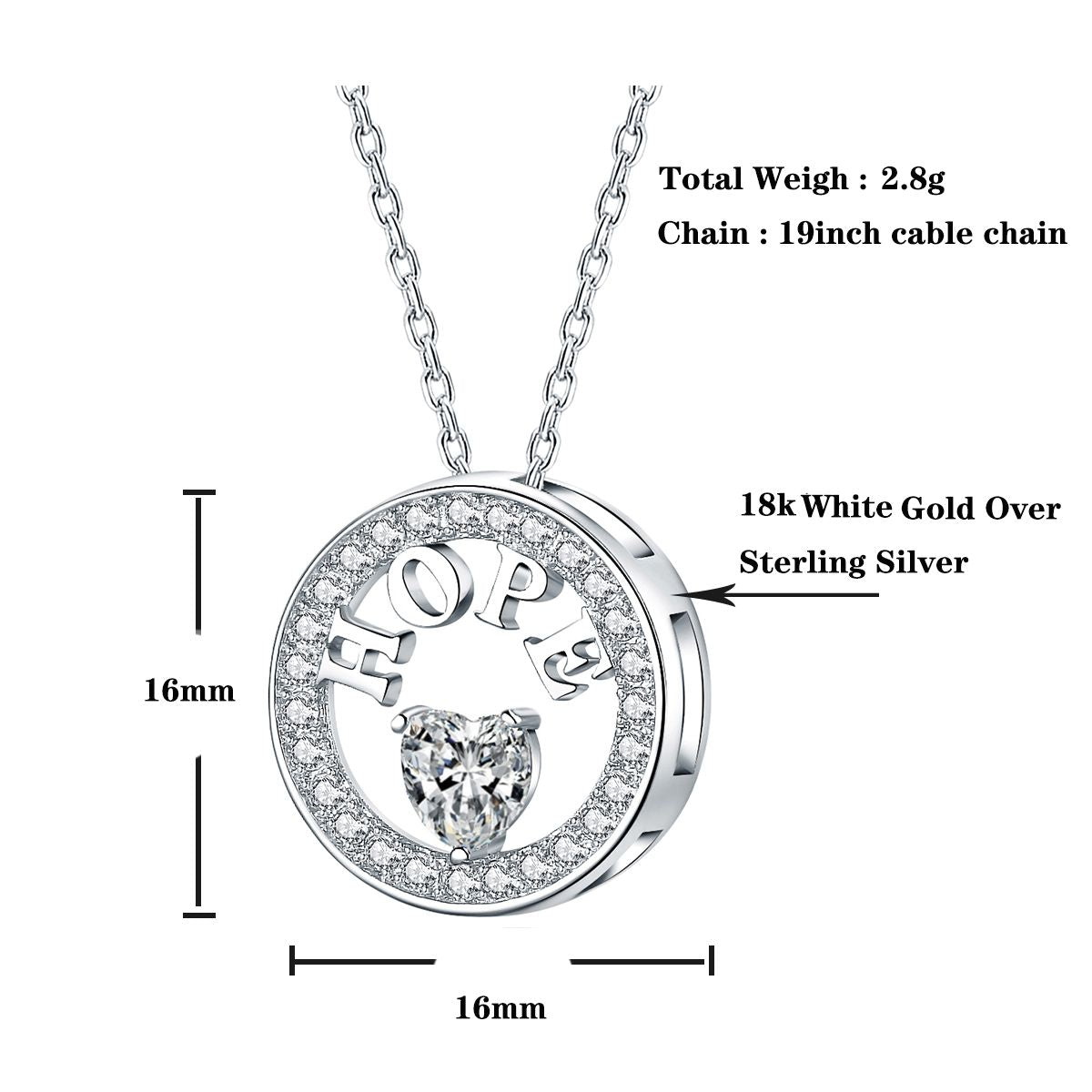 Necklace for Women 18k Gold Plated 925 Silver 5A Cubic Zirconia Hope Pendant Necklace image 11