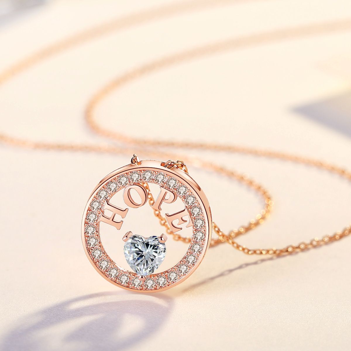 Necklace for Women 18k Gold Plated 925 Silver 5A Cubic Zirconia Hope Pendant Necklace image 2