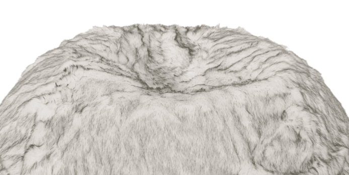 Negar 5 Foot Rounded Short Faux Fur Bean Bag, White and Gray image 5
