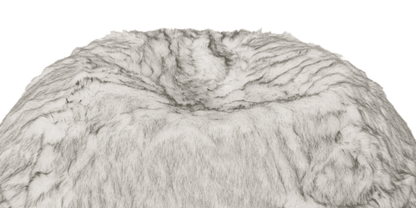 Negar 5 Foot Rounded Short Faux Fur Bean Bag, White and Gray image 5