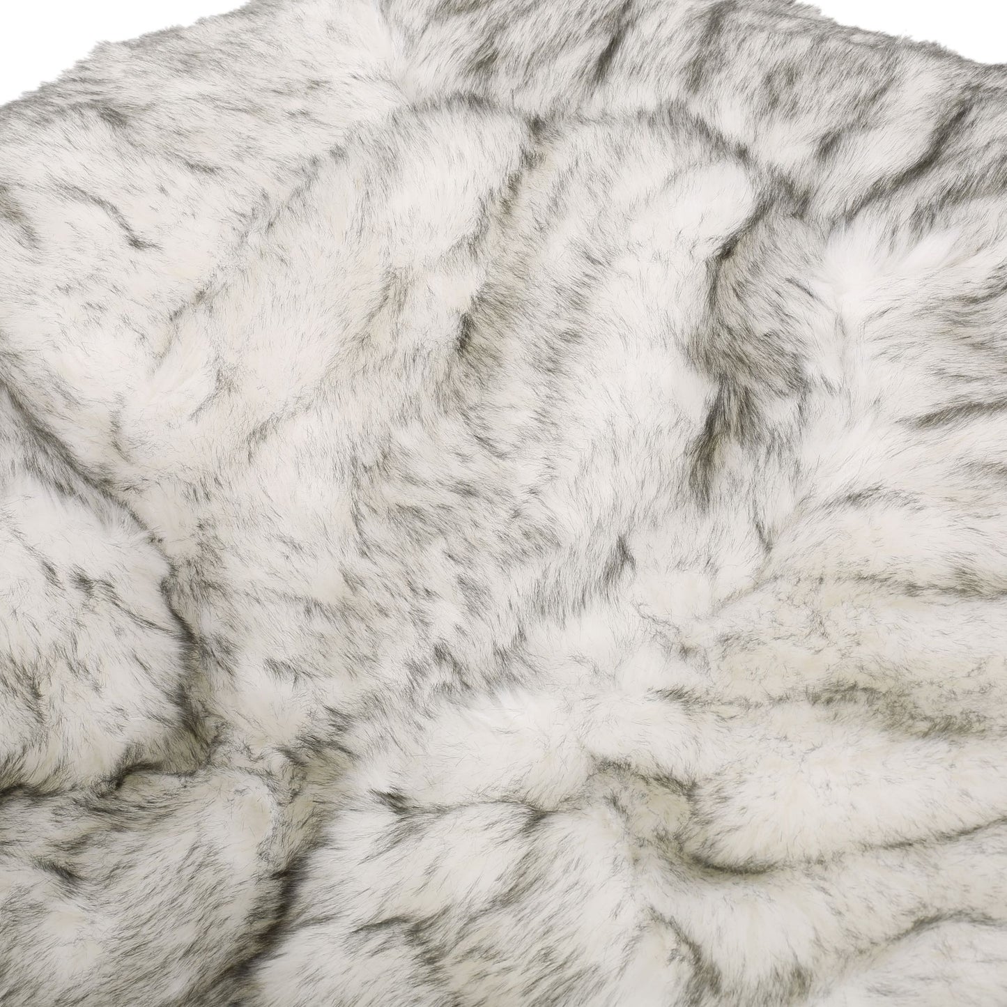 Negar 5 Foot Rounded Short Faux Fur Bean Bag, White and Gray image 3
