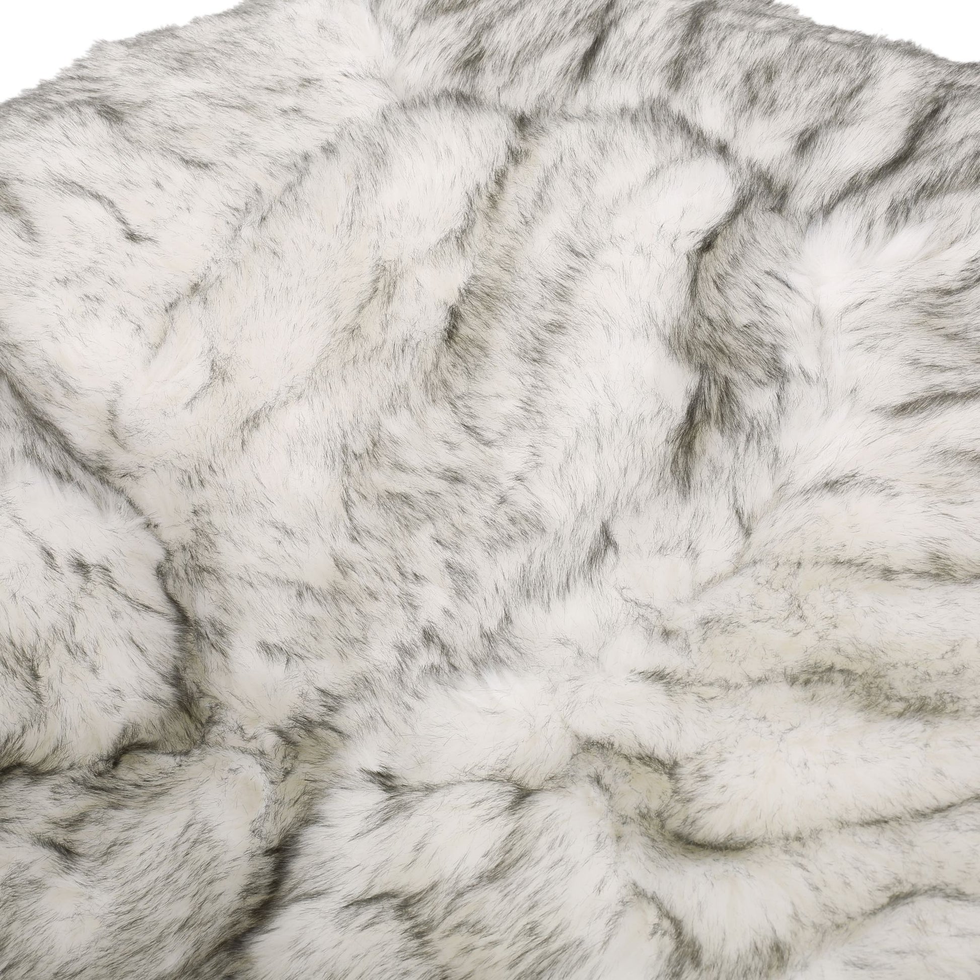 Negar 5 Foot Rounded Short Faux Fur Bean Bag, White and Gray image 3