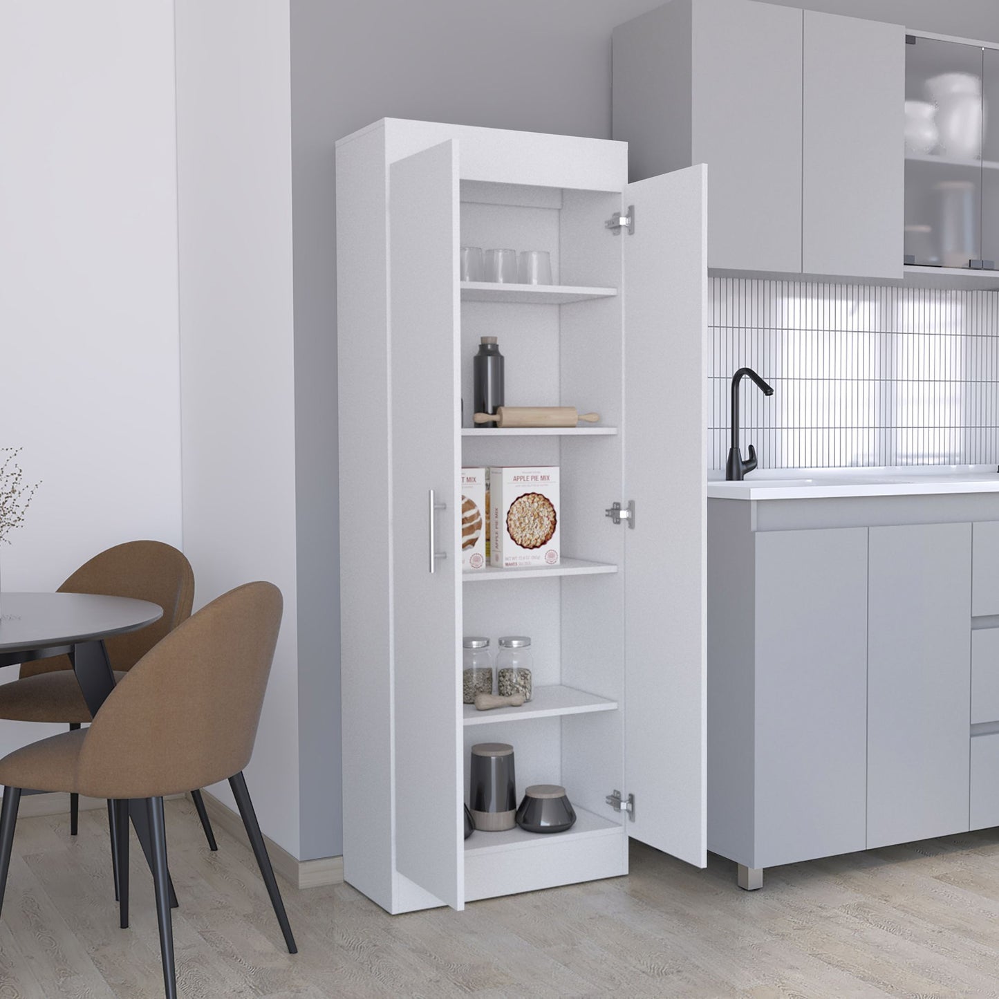 Nepal Pantry Cabinet, Space-Efficient 2-Door Design with Multiple Shelves image 4