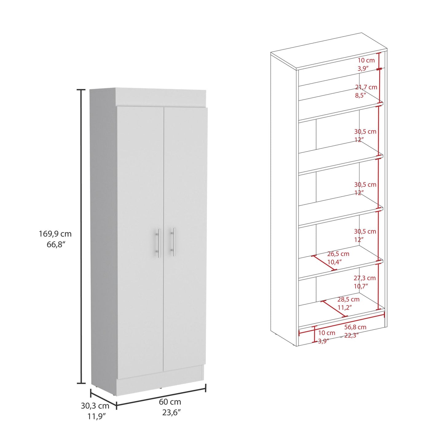 Nepal Pantry Cabinet, Space-Efficient 2-Door Design with Multiple Shelves image 3