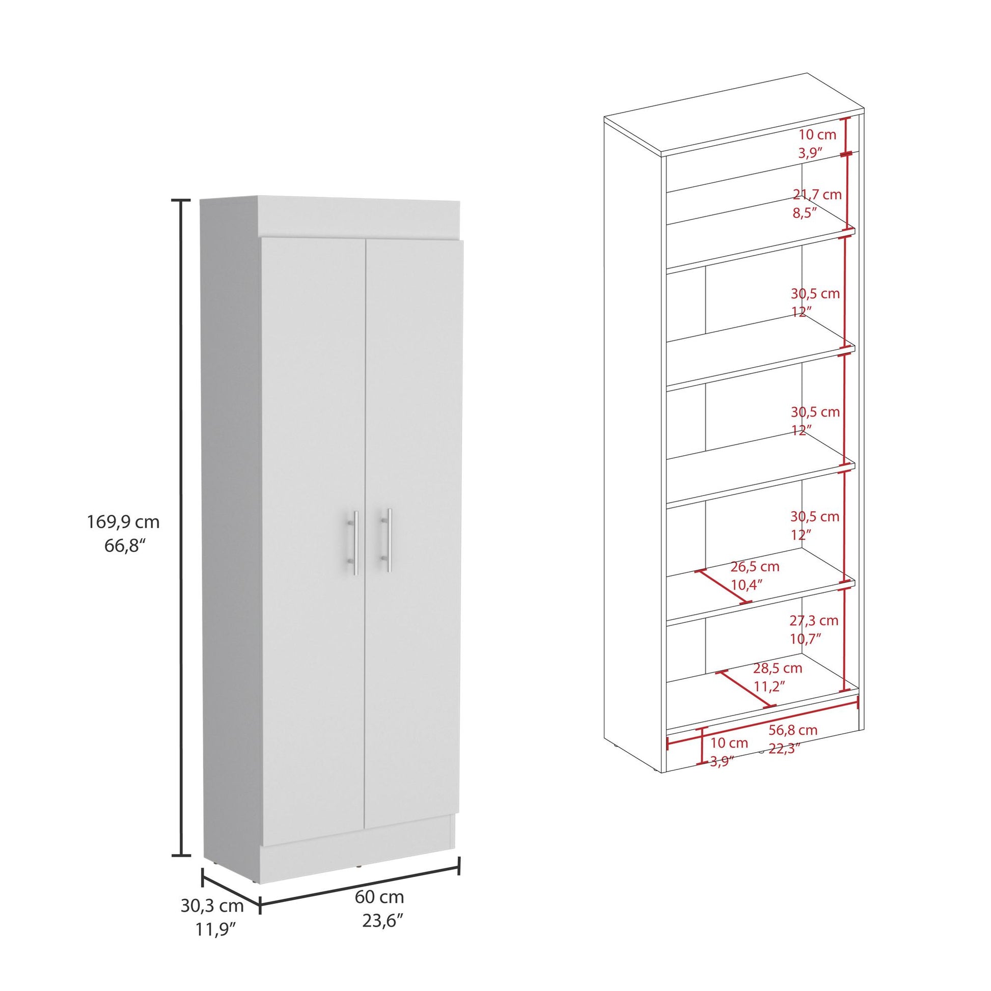 Nepal Pantry Cabinet, Space-Efficient 2-Door Design with Multiple Shelves image 3