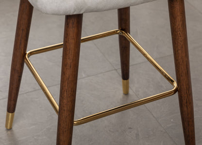 Nevis Mid-century Modern Faux Leather Tufted Nailhead Trim Barstool Set of 2, Off-White image 8