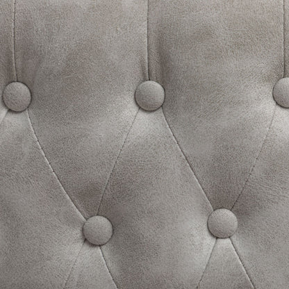 Nevis Mid-century Modern Faux Leather Tufted Nailhead Trim Barstool Set of 2, Off-White image 11