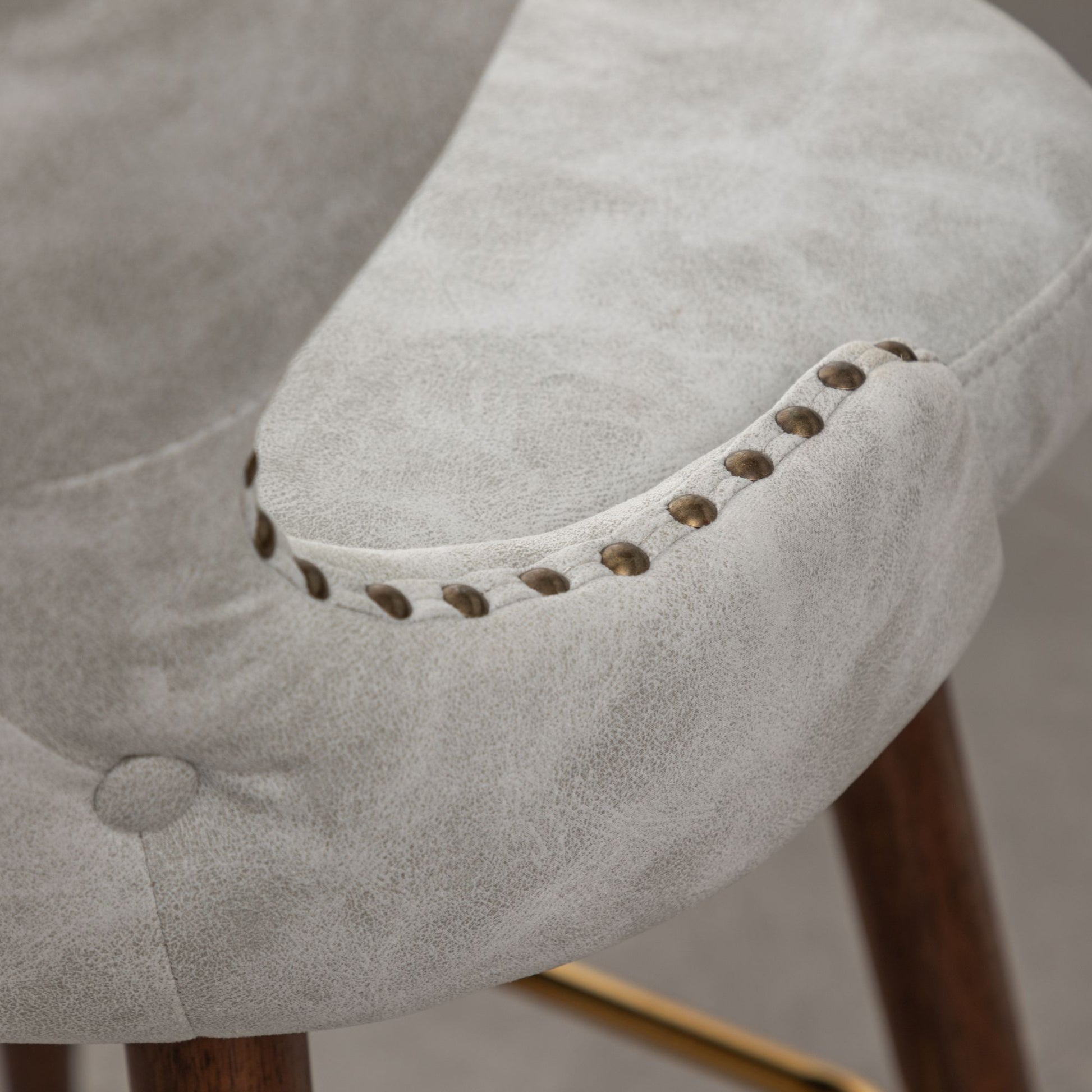 Nevis Mid-century Modern Faux Leather Tufted Nailhead Trim Barstool Set of 2, Off-White image 10