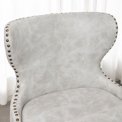 Nevis Mid-century Modern Faux Leather Tufted Nailhead Trim Barstool Set of 2, Off-White image 6