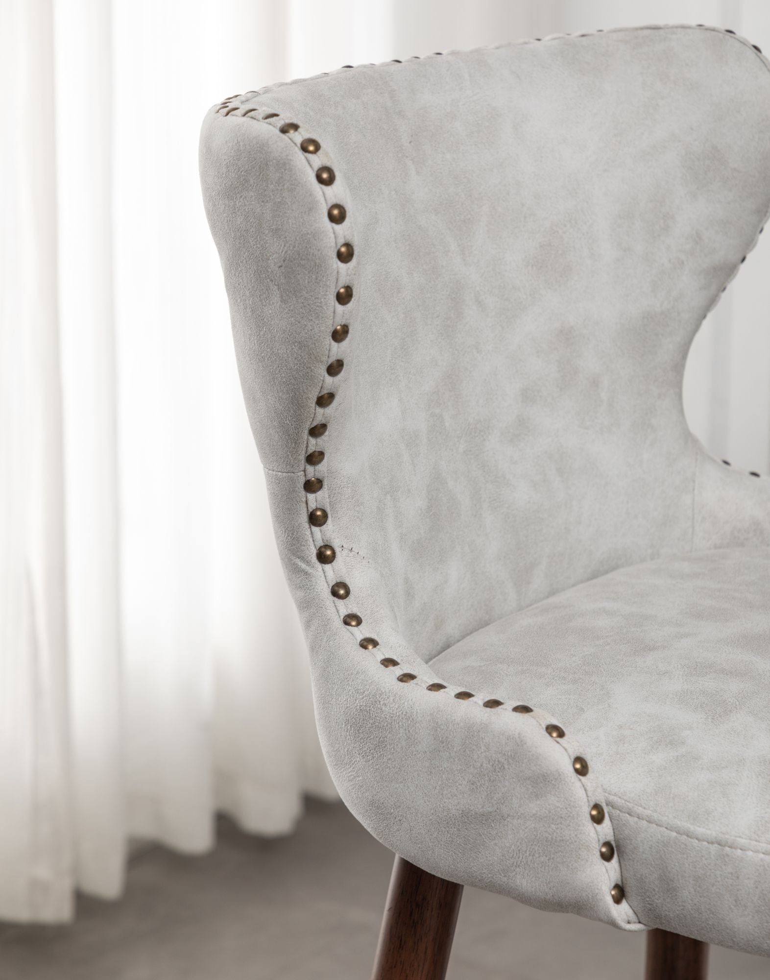 Nevis Mid-century Modern Faux Leather Tufted Nailhead Trim Barstool Set of 2, Off-White image 7