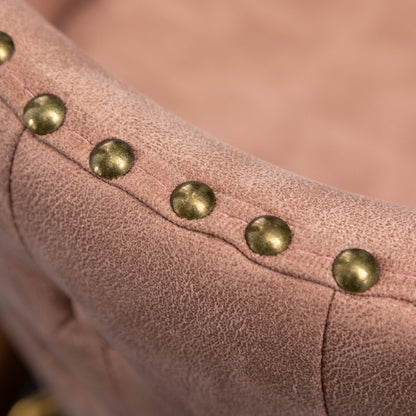 Nevis Mid-century Modern Faux Leather Tufted Nailhead Trim Counter Stool Set of 2, Pink image 11