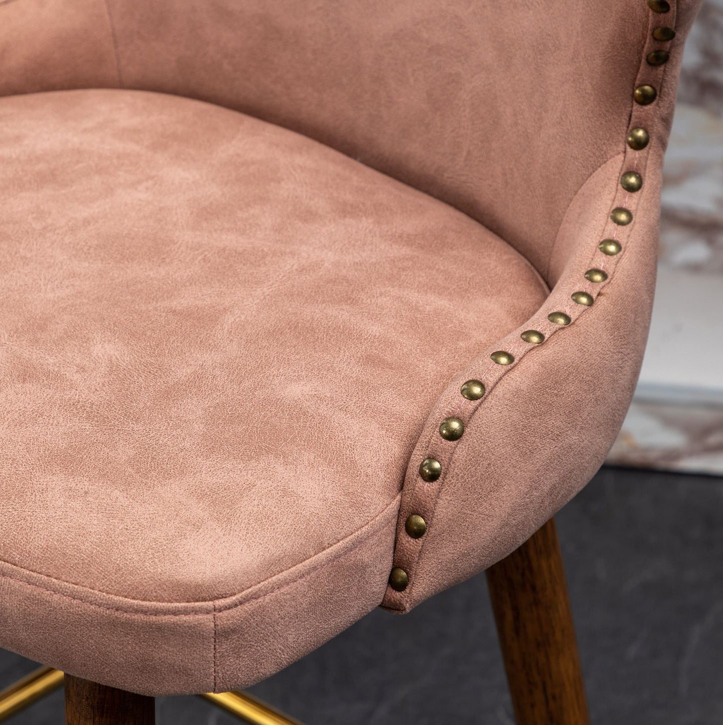 Nevis Mid-century Modern Faux Leather Tufted Nailhead Trim Counter Stool Set of 2, Pink image 12