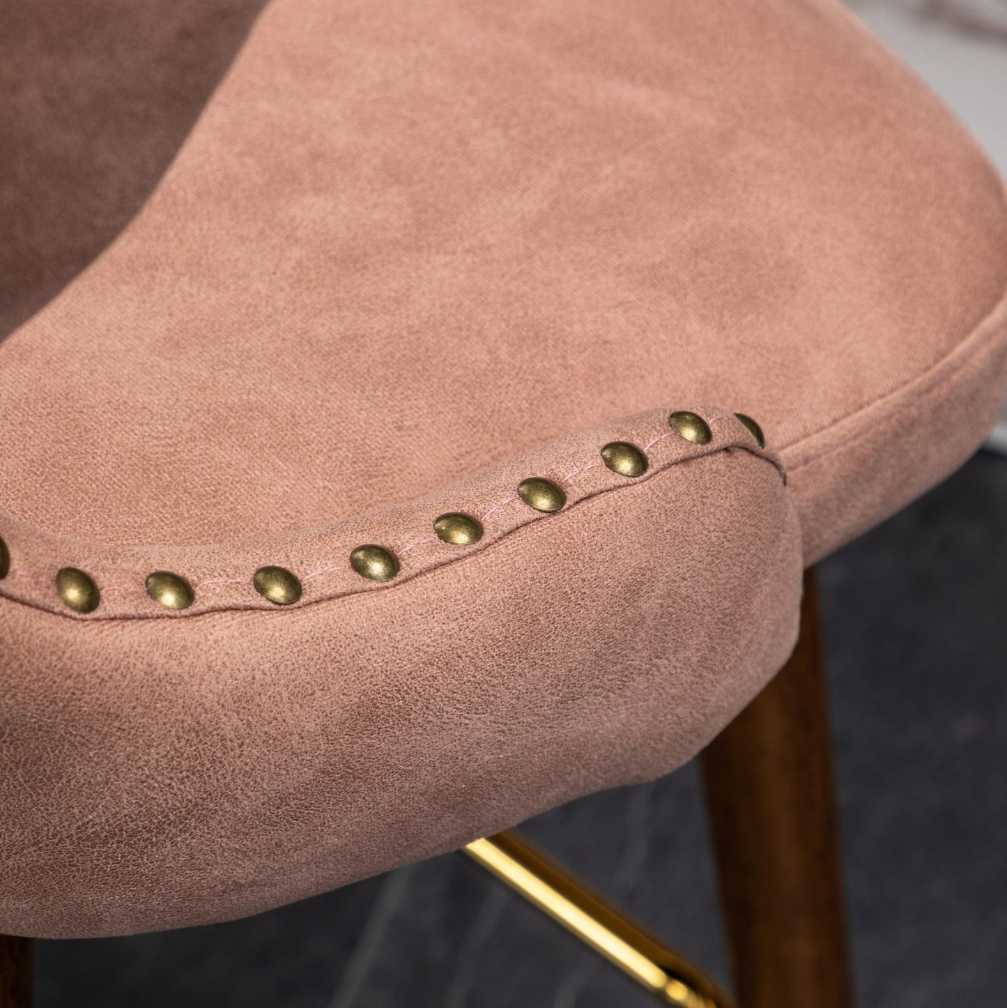 Nevis Mid-century Modern Faux Leather Tufted Nailhead Trim Counter Stool Set of 2, Pink image 10