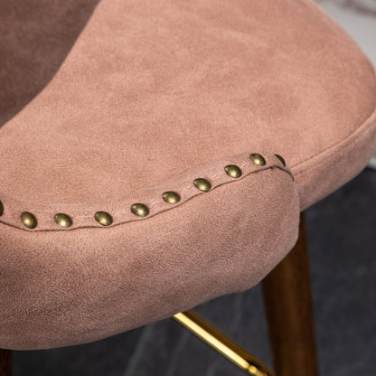 Nevis Mid-century Modern Faux Leather Tufted Nailhead Trim Counter Stool Set of 2, Pink image 10