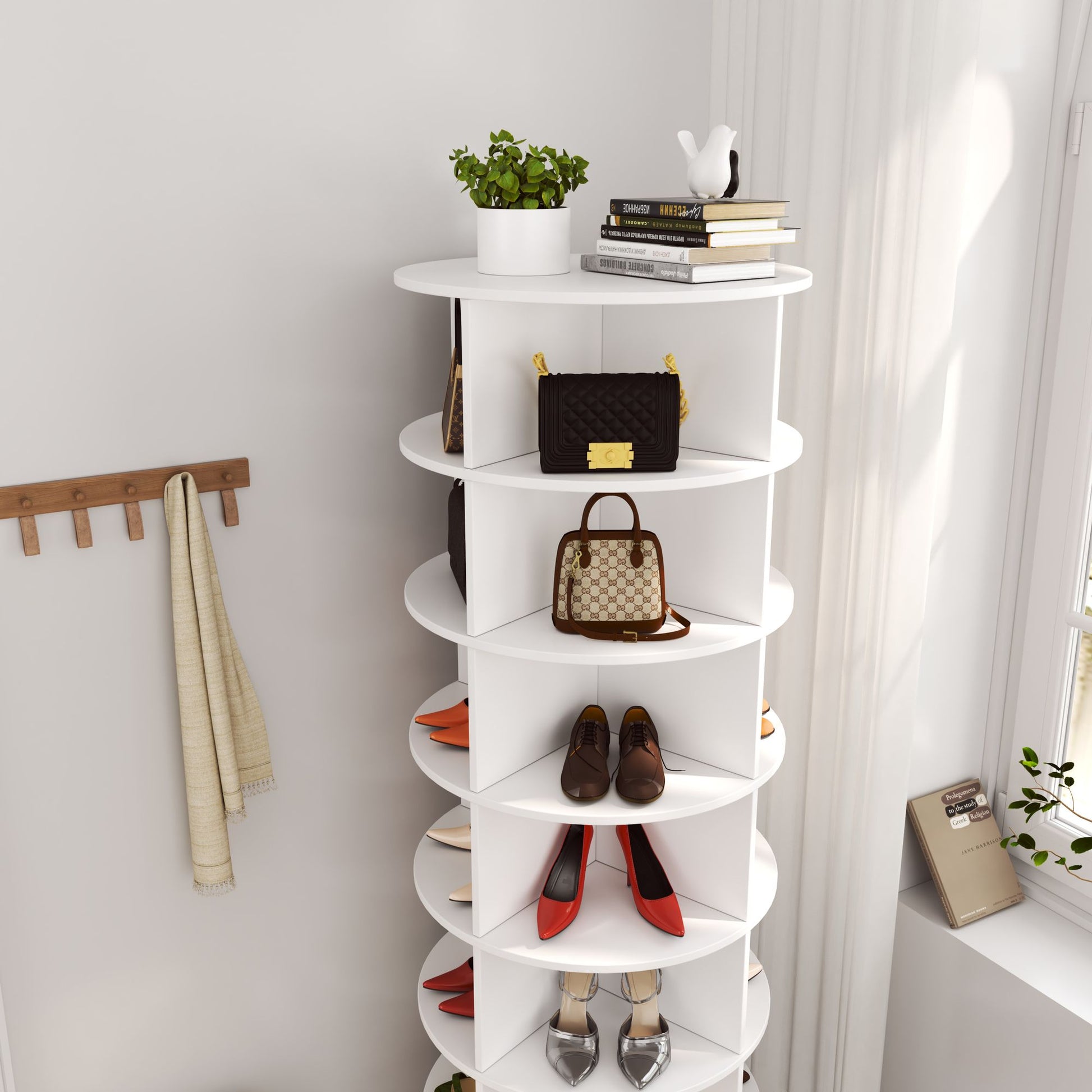new 360 Rotating shoe cabinet 7 layers Holds Up to 28 Paris of Shoes image 4