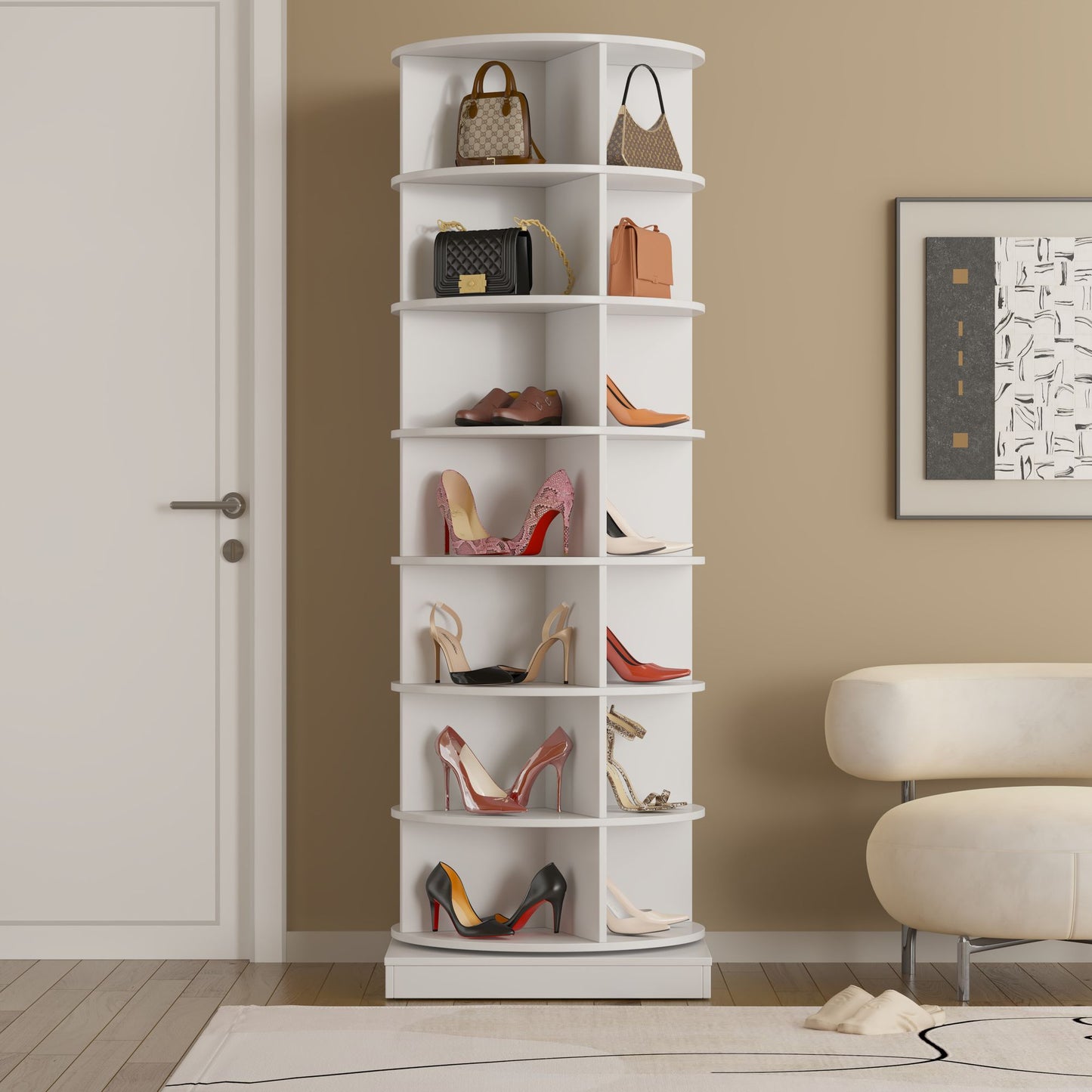 new 360 Rotating shoe cabinet 7 layers Holds Up to 28 Paris of Shoes image 1