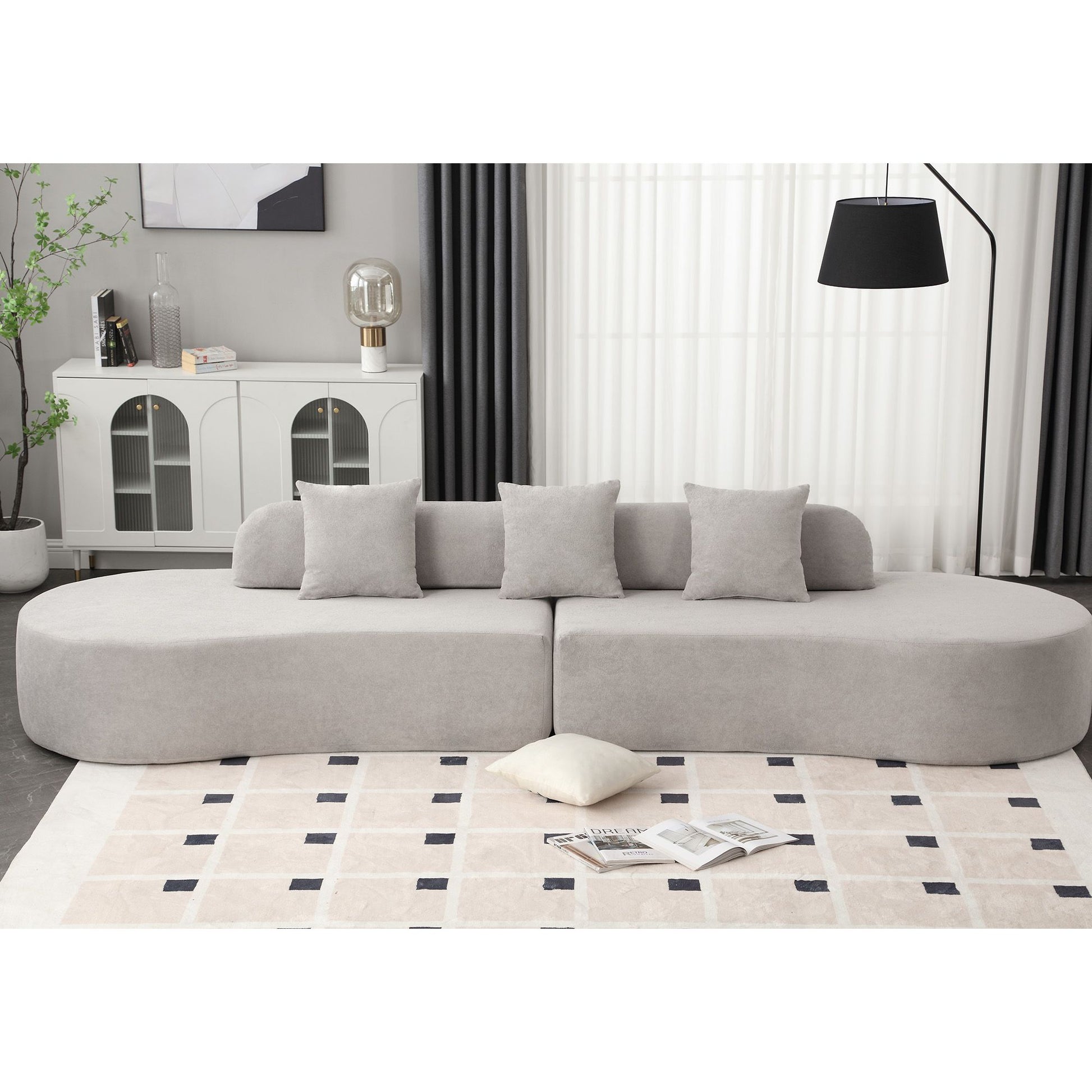 [NEW ARRIVED] [VIDEO PROVIDED] Modern curved combination sofa, terrycloth fabric sofa, minimalist sofa in living room, a image 2