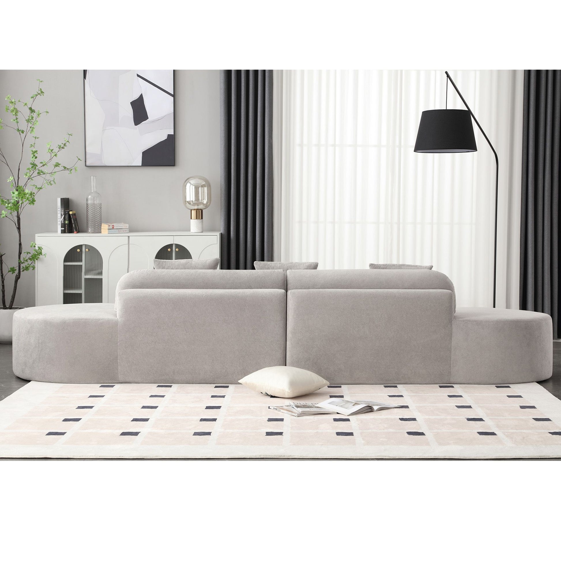 [NEW ARRIVED] [VIDEO PROVIDED] Modern curved combination sofa, terrycloth fabric sofa, minimalist sofa in living room, a image 5