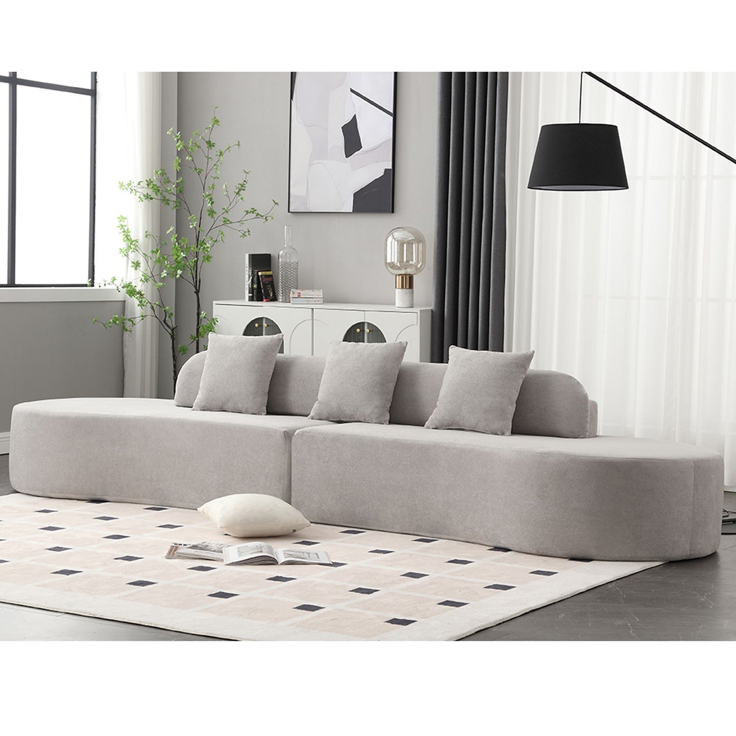 [NEW ARRIVED] [VIDEO PROVIDED] Modern curved combination sofa, terrycloth fabric sofa, minimalist sofa in living room, a image 3