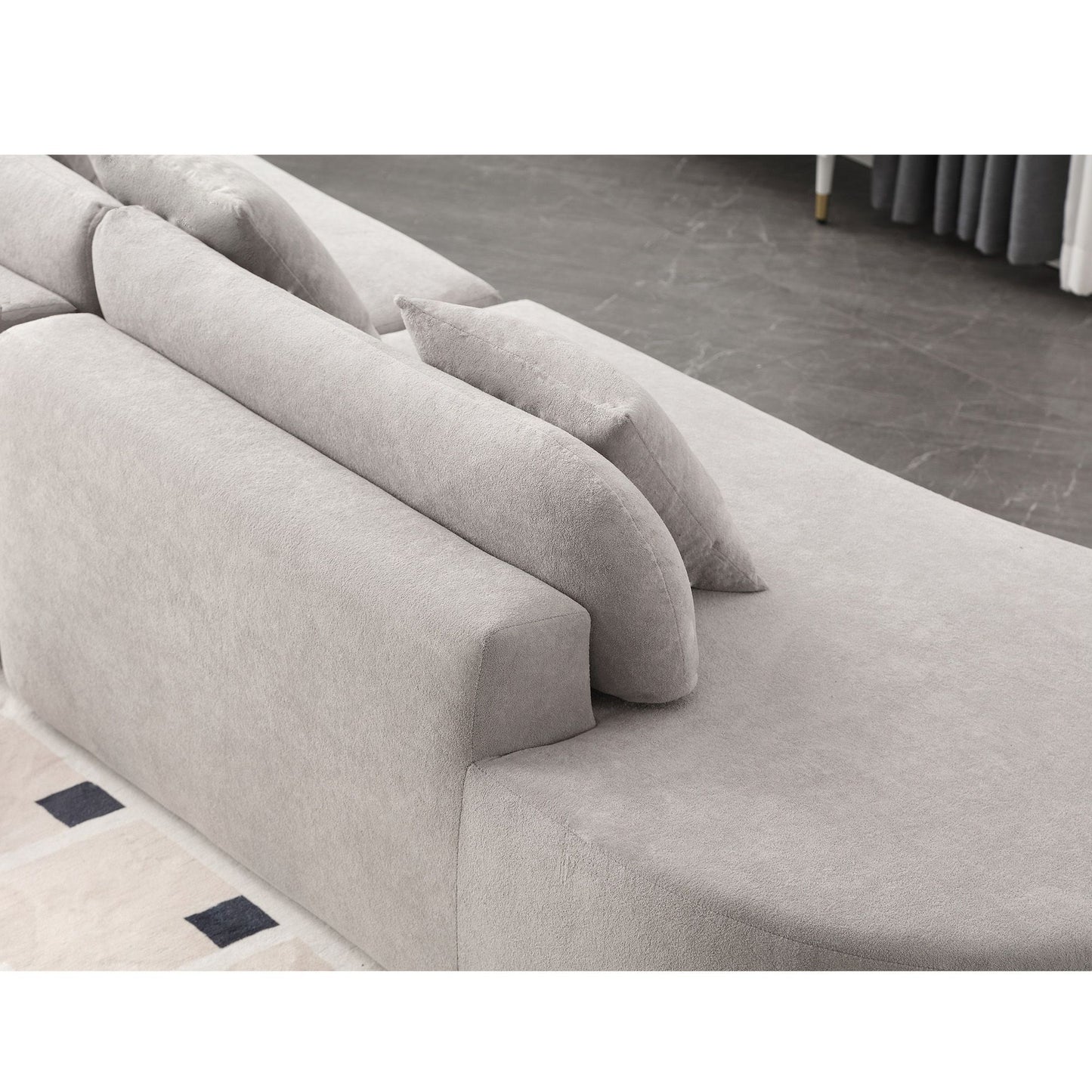 [NEW ARRIVED] [VIDEO PROVIDED] Modern curved combination sofa, terrycloth fabric sofa, minimalist sofa in living room, a image 6