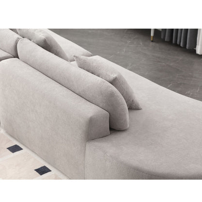 [NEW ARRIVED] [VIDEO PROVIDED] Modern curved combination sofa, terrycloth fabric sofa, minimalist sofa in living room, a image 6
