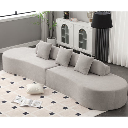 [NEW ARRIVED] [VIDEO PROVIDED] Modern curved combination sofa, terrycloth fabric sofa, minimalist sofa in living room, a image 4