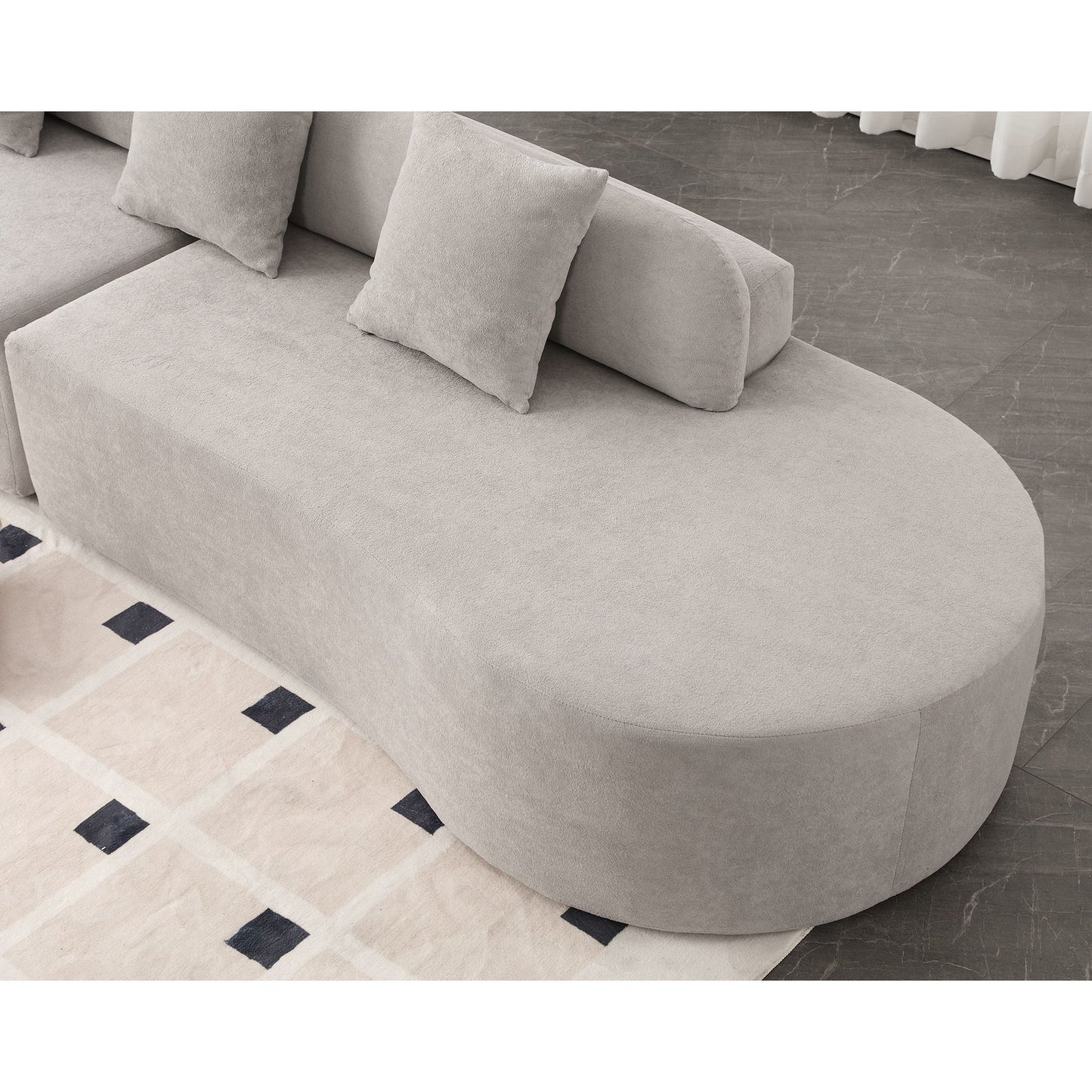 [NEW ARRIVED] [VIDEO PROVIDED] Modern curved combination sofa, terrycloth fabric sofa, minimalist sofa in living room, a image 7