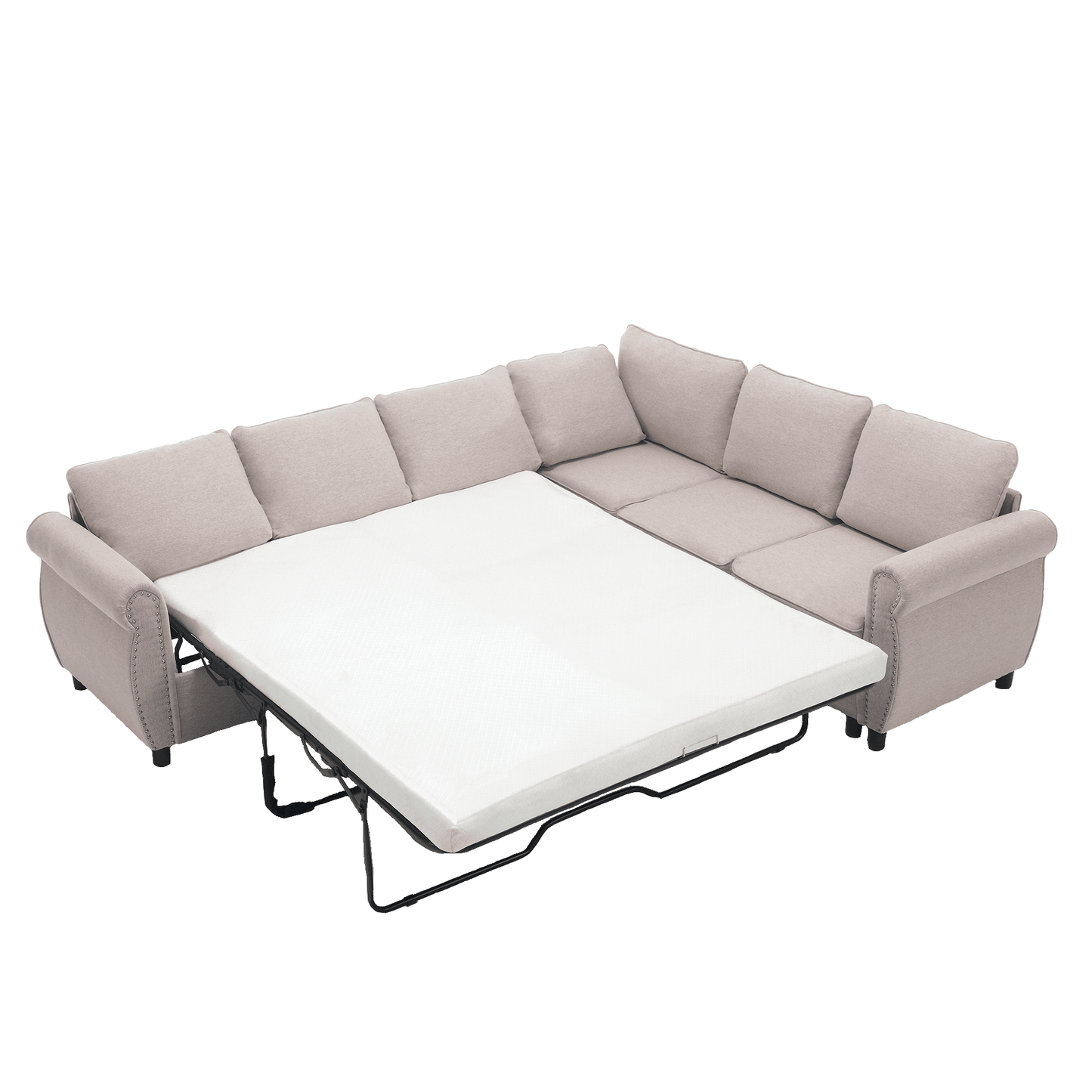 [NEW ARRIVED] [VIDEO PROVIDED]Sleeper Sofa, 2 in 1 Pull Out Couch Bed,6 seater sofa bed, L Shaped Sectional Sofa ,Rivete image 12