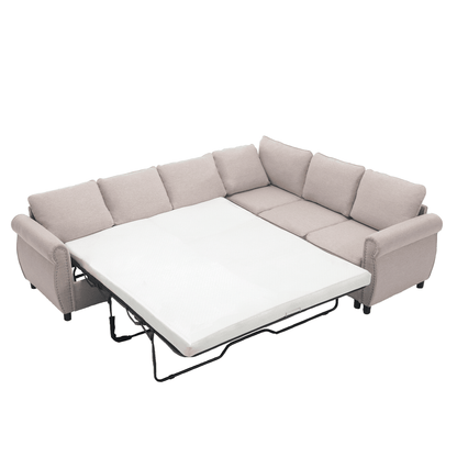 [NEW ARRIVED] [VIDEO PROVIDED]Sleeper Sofa, 2 in 1 Pull Out Couch Bed,6 seater sofa bed, L Shaped Sectional Sofa ,Rivete image 12