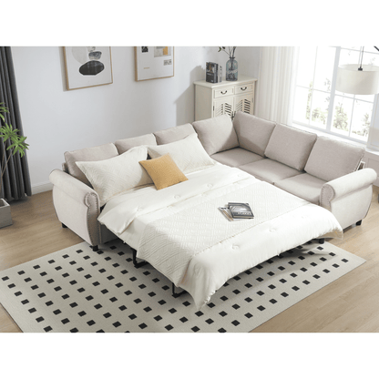 [NEW ARRIVED] [VIDEO PROVIDED]Sleeper Sofa, 2 in 1 Pull Out Couch Bed,6 seater sofa bed, L Shaped Sectional Sofa ,Rivete image 3