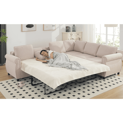 [NEW ARRIVED] [VIDEO PROVIDED]Sleeper Sofa, 2 in 1 Pull Out Couch Bed,6 seater sofa bed, L Shaped Sectional Sofa ,Rivete image 2