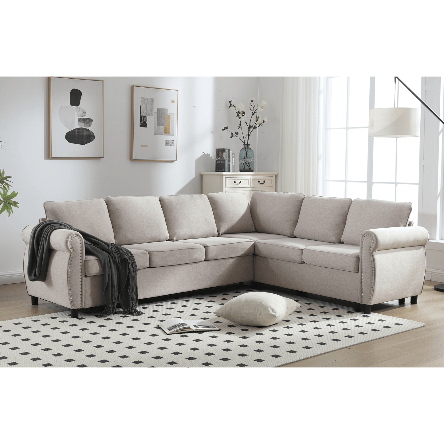 [NEW ARRIVED] [VIDEO PROVIDED]Sleeper Sofa, 2 in 1 Pull Out Couch Bed,6 seater sofa bed, L Shaped Sectional Sofa ,Rivete image 10